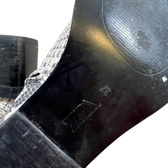 Zara Python Snakeskin Embossed Leather Block Heel Ankle Boots Size 37 US 6.5 - Picture 10 of 13